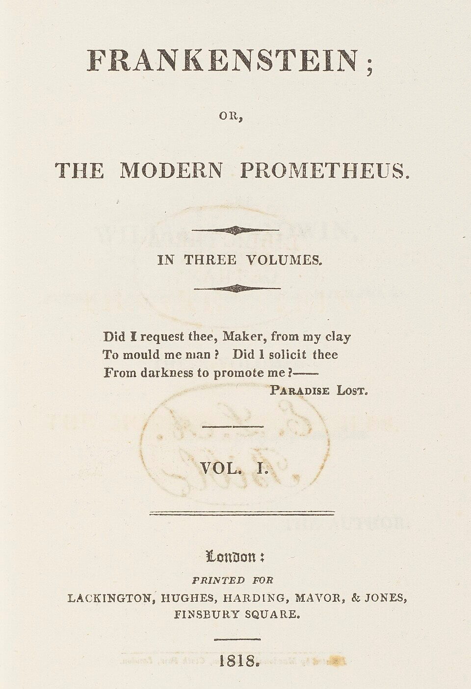 18-year-old Mary Shelley wrote her first draft of Frankenstein as an entry for an informal ghost story competition between her, her husband Percy Shelley, the poet Lord Byron, and the English writer John Polidori while they were vacationing together in Lake Geneva