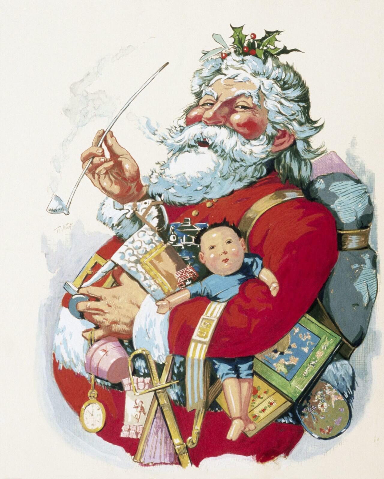 Thomas Nast’s 1881 cartoon ‘Merry Old Santa Claus’ helped standardize the modern image of Santa Claus as a bearded, fur-clad figure in winter attire