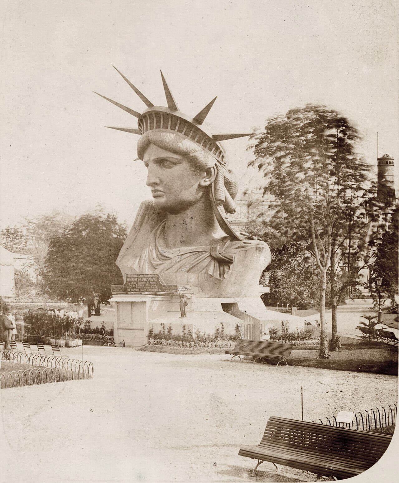 In the early days of its assembly, the Statue of Liberty’s head was exhibited by sculptor Frédéric Auguste Bartholdi at the 1878 Paris World’s Fair to help raise the money needed to complete the project
